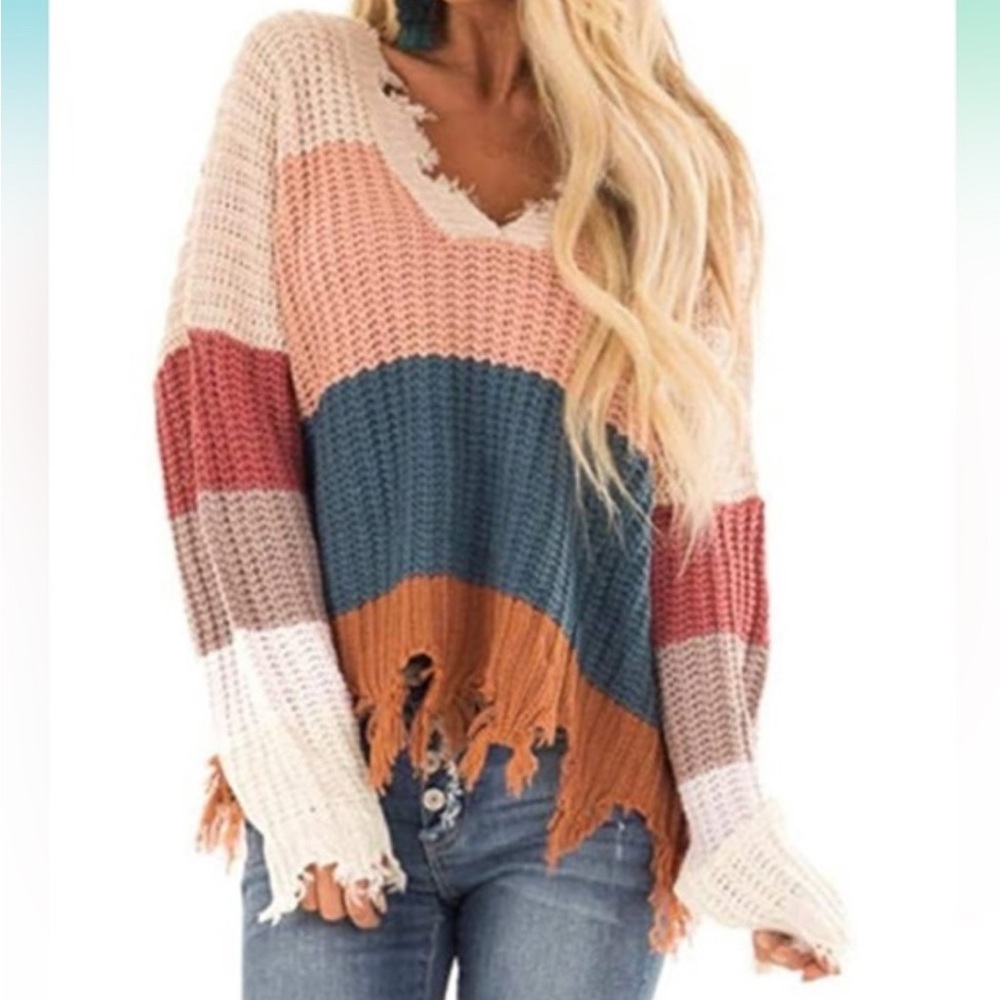 Vibrant Striped V-Neck Sweater